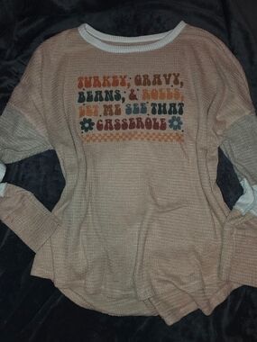 SO Beige Waffle-Knit Top